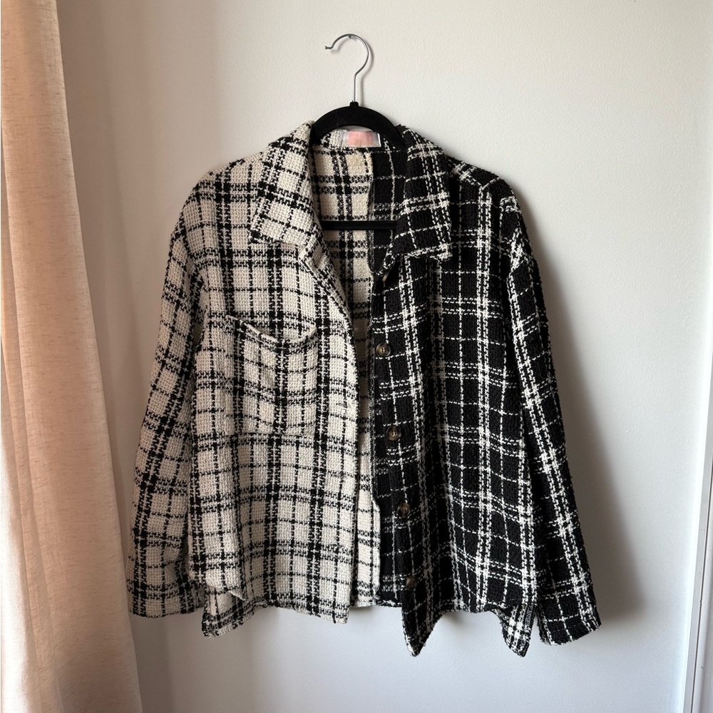 Plaid Black and White Women's Jacket